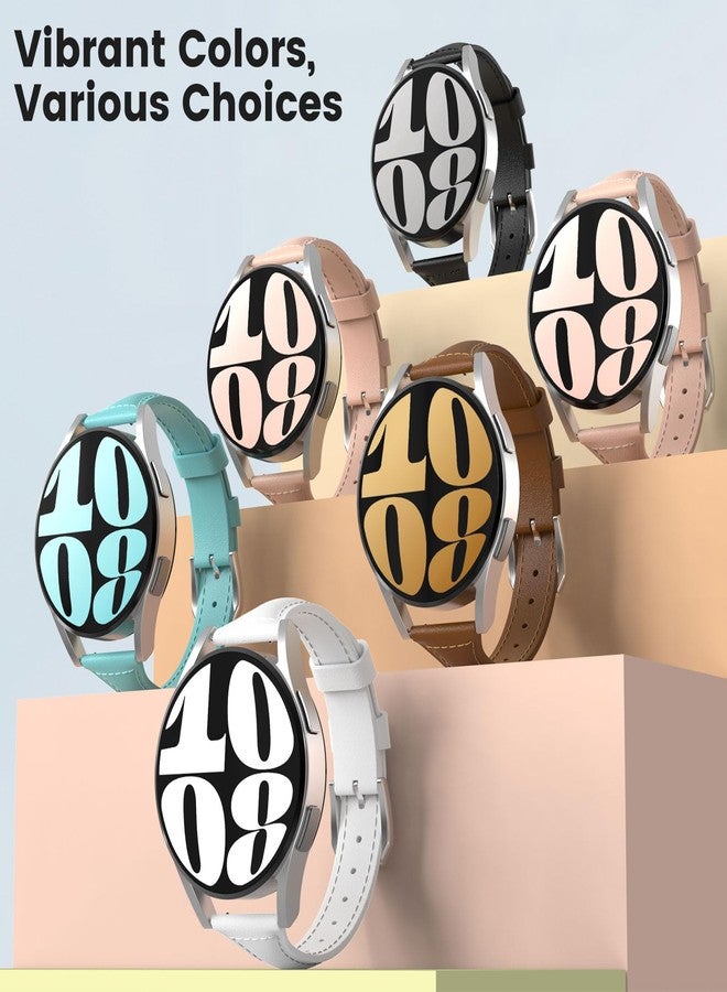 MoKo Slim Leather Band Compatible with Samsung Galaxy Watch 7 FE 6 5 4, 40mm 44mm/Watch 6 4 Classic 43mm 47mm 42mm 46mm/Watch 5 Pro/3 41mm/Active 2, 20mm Genuine Leather Thin Band, Black - Image 5