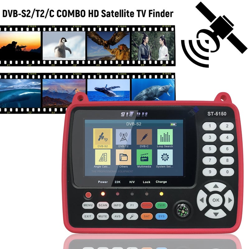 Digital Handheld Signal Meter: 4.3 Inch High Definition TFT LCD Screen - Compliant To All Standards DVB-S/S2/T/T2/C - Satellite Finder for Satellite Signal Detection & TV Installation - Image 3