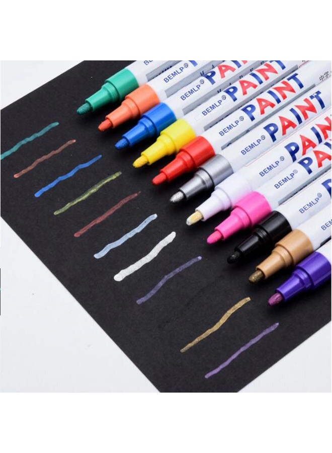 BEMLP 12 Colors Permanent Marker Pen Colorful Waterproof Metal Oilly Fill Paint For School DIY Tyre Tire Tread CD Metal Paint Markers Tire pen - Image 1