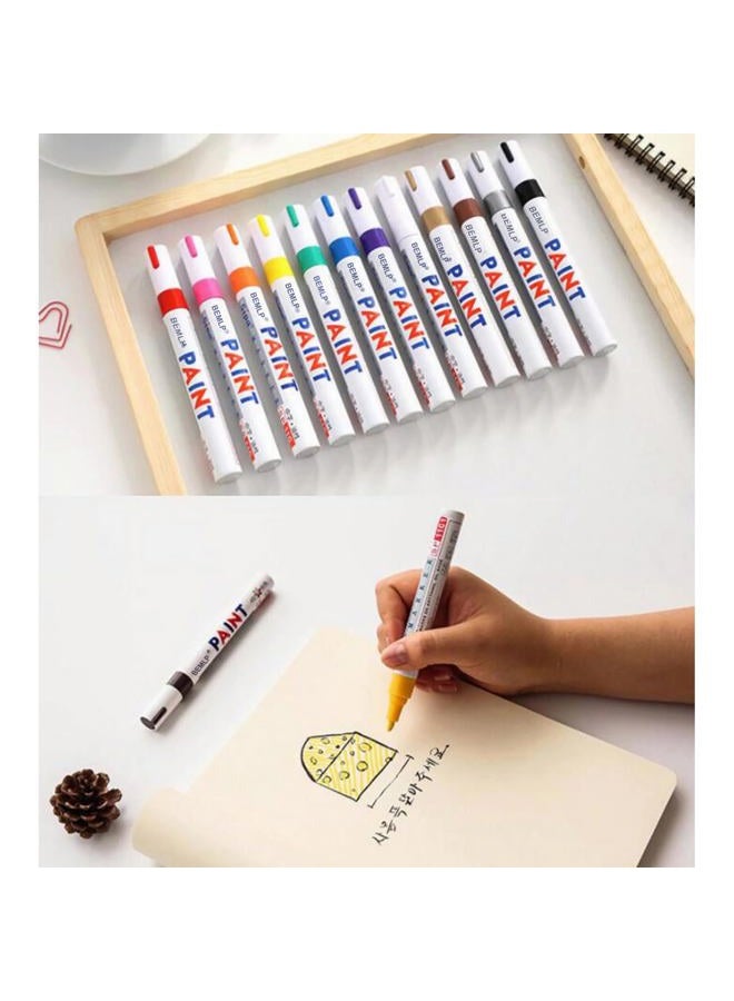 BEMLP 12 Colors Permanent Marker Pen Colorful Waterproof Metal Oilly Fill Paint For School DIY Tyre Tire Tread CD Metal Paint Markers Tire pen - Image 4