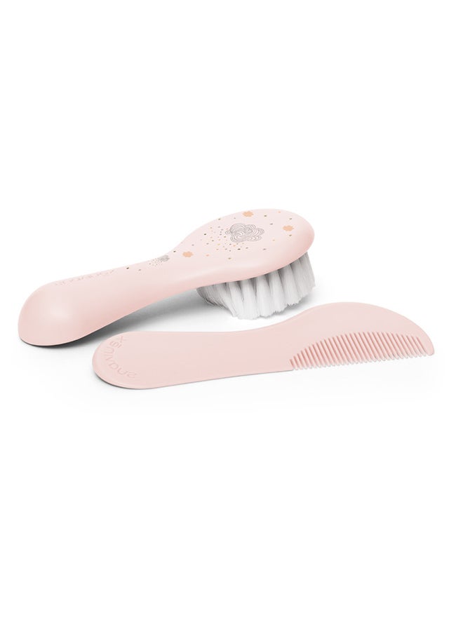 SUAVINEX Baby Care Daily Grooming Essential Gift Set Of 6 Contains Finger Toothbrush, Comb, Nail Clippers, Scissors & Brush 0+Month - Pink - Image 4