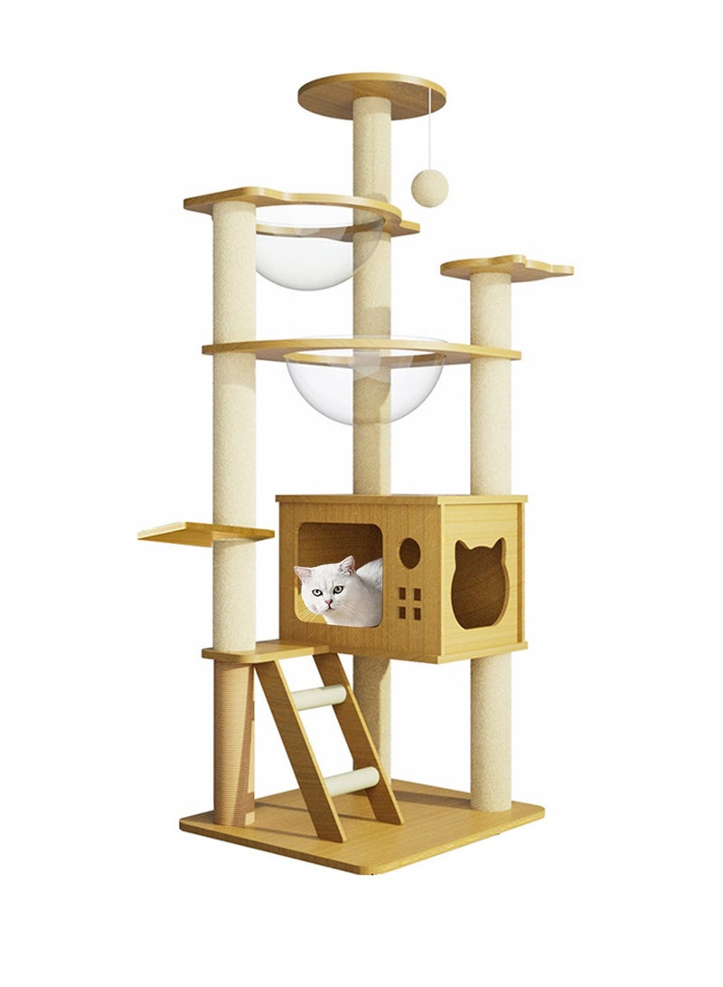Kidle Multi-Level Cat Tree Space Capsule Wood Cat Tower Climbing Frame for Kittens - Image 1