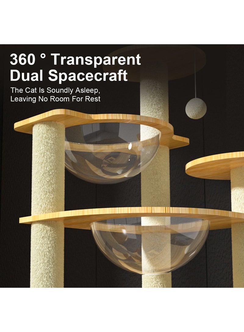 Kidle Multi-Level Cat Tree Space Capsule Wood Cat Tower Climbing Frame for Kittens - Image 4