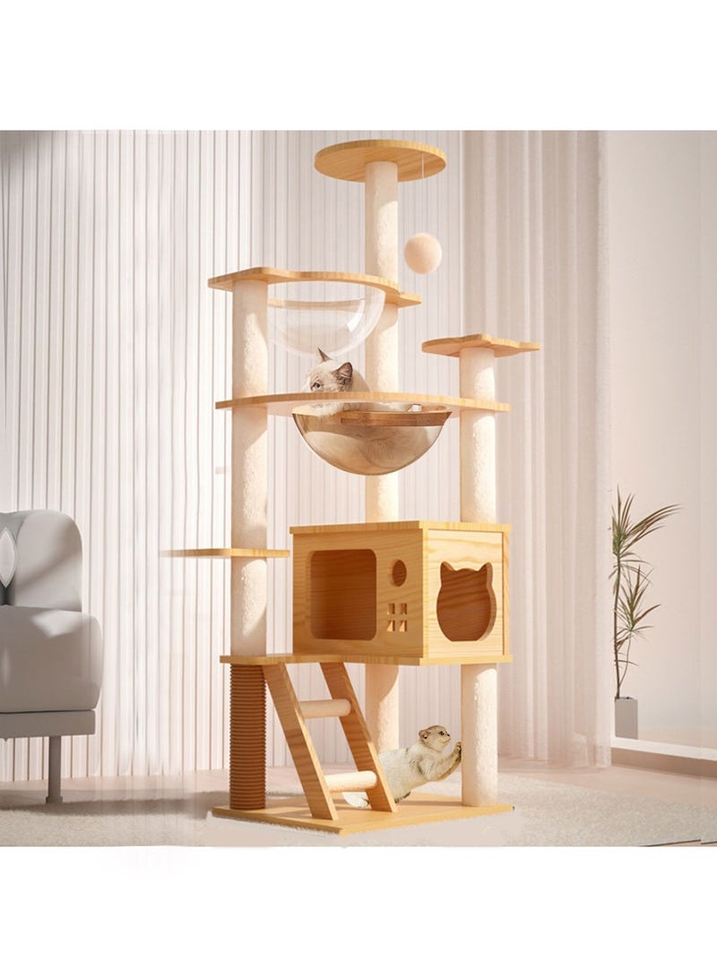 Kidle Multi-Level Cat Tree Space Capsule Wood Cat Tower Climbing Frame for Kittens - Image 5