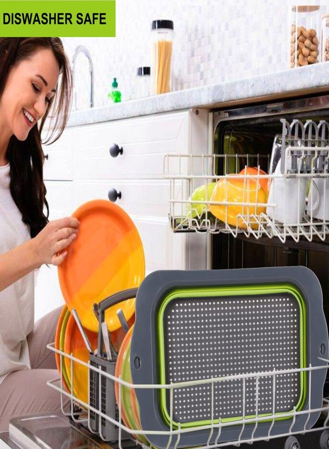 QiMH Colander Collapsible, Over Sink Silicone 9 Quart(8.5L) Extra Large Kitchen Strainers with Extendable Handles, Veggies, Fruit and Pasta Foldable Strainer, BPA Free, Kitchen Essential - Image 4