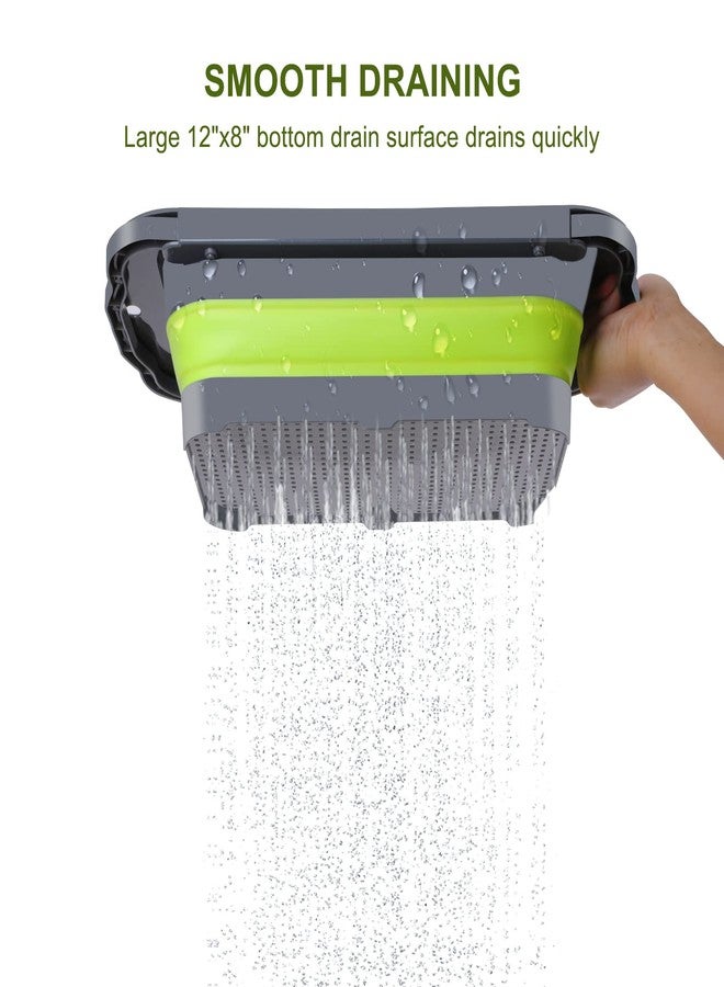 QiMH Colander Collapsible, Over Sink Silicone 9 Quart(8.5L) Extra Large Kitchen Strainers with Extendable Handles, Veggies, Fruit and Pasta Foldable Strainer, BPA Free, Kitchen Essential - Image 5