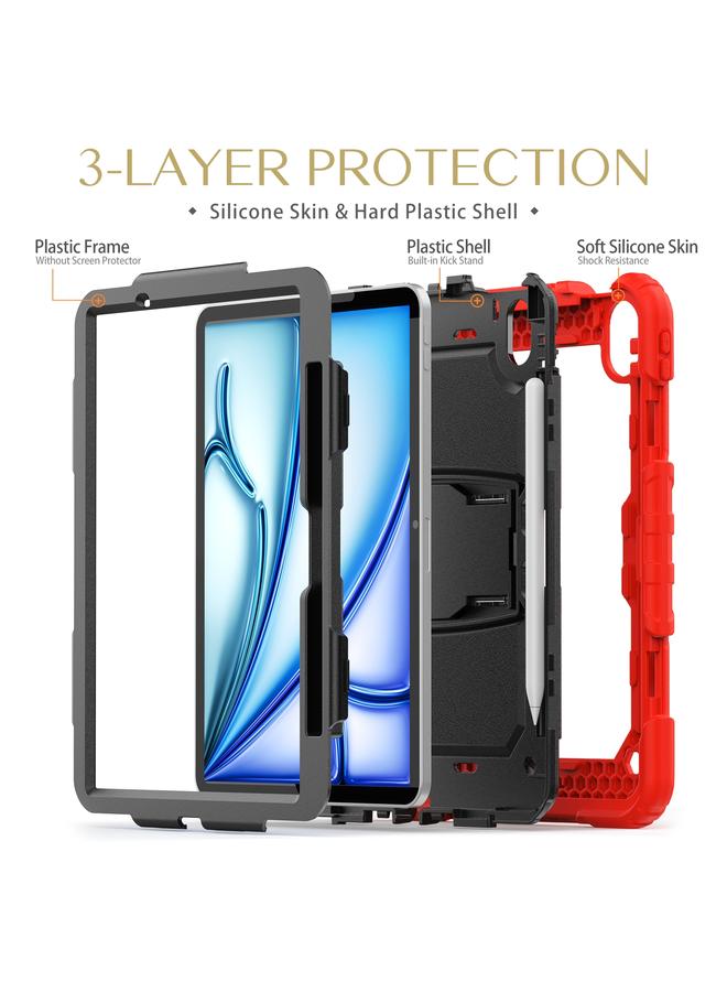 Zaboon Case For iPad Air 11 2025 / 2024 Silicone Hydric PC Tablet Case with Shoulder Strap & Holder - Image 4