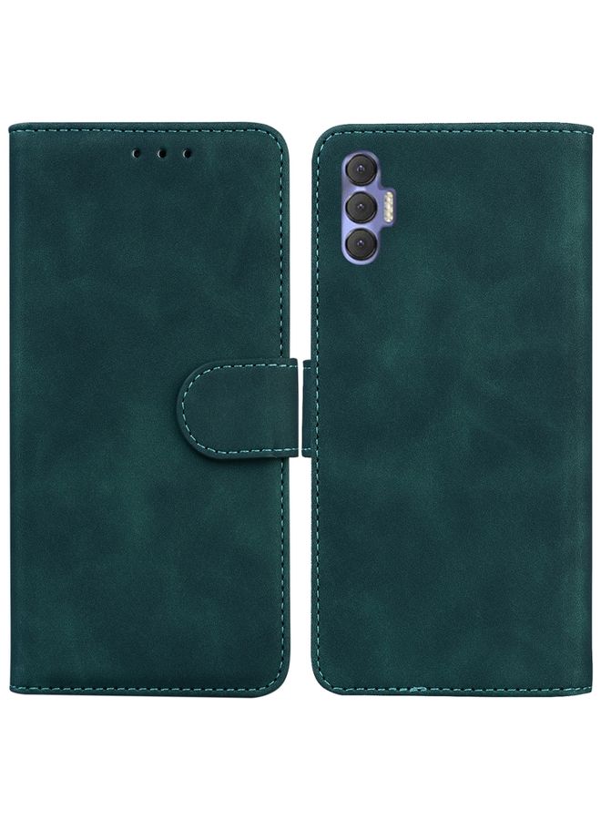 HuHa Case Cover For For Tecno Spark 8 Pro Skin Feel Pure Color Flip Leather Phone Case(Green) 