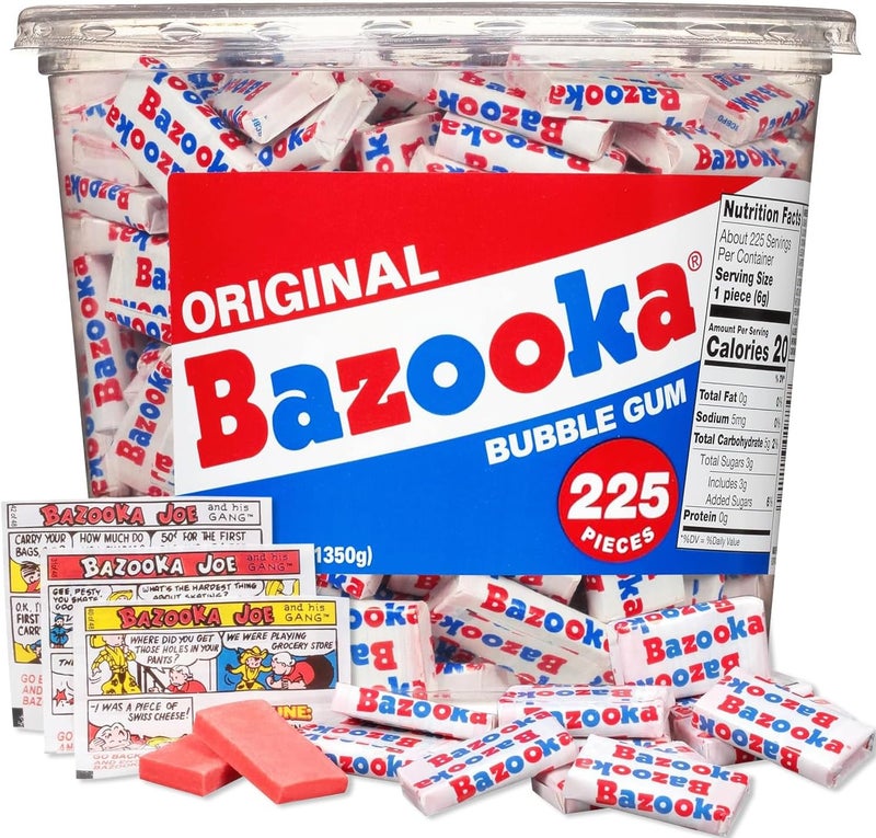 Bazooka Original Flavor Bubble Gum, 225 Count Bulk Tub with Vintage Comics - Image 1