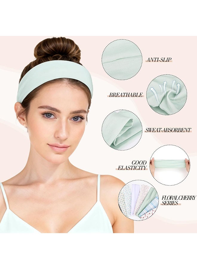 MXN 8 Pcs Floral Stripe Headbands Non Slip Soft Cotton Sport Elastic Hairbands for Men and Women, Thin Soft Cotton Fashion Hair Bands for Yoga, Workout, Running, Cycling (Multicolor) - Image 3