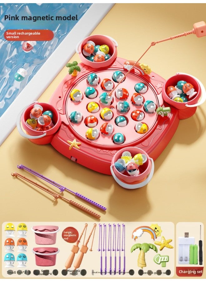 Children's Toys For Boys 1 To 3 Years Old 2 Babies Early Education Infants Two Or Three Girls Intelligence 4 Brain Development Boys-Color:Pink-magnetic [31 Dual-purpose Fish + 8 Rods + 4 Barrels + Scene] Rechargeable Version  - Image 1