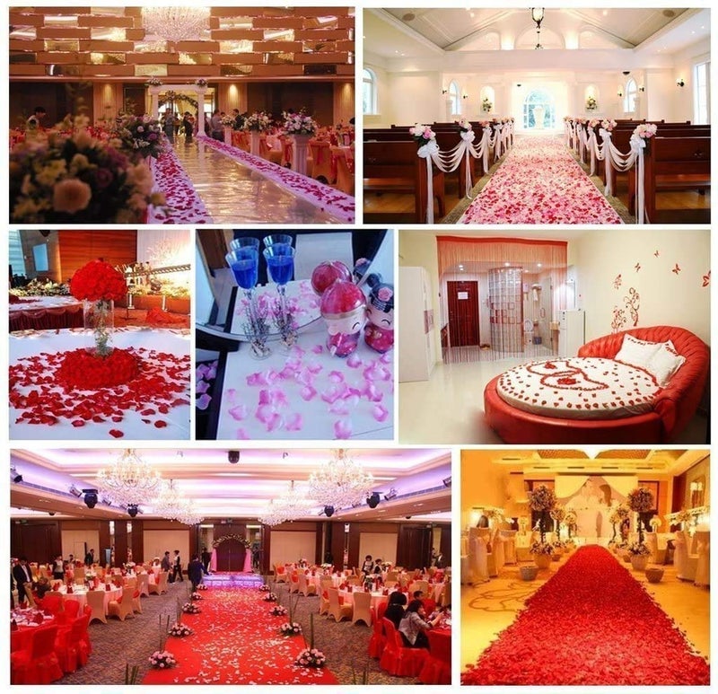 Cute critters Artificial Silk Rose Petals Decoration Wedding Party Artificial Plant Pot (Red, 500Pcs) - Image 5