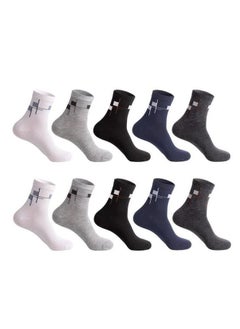 Unisex Crew Socks - 5 Pairs Cotton Blend Breathable Casual Socks for Men & Women – Geometric Design Everyday Comfort Fit