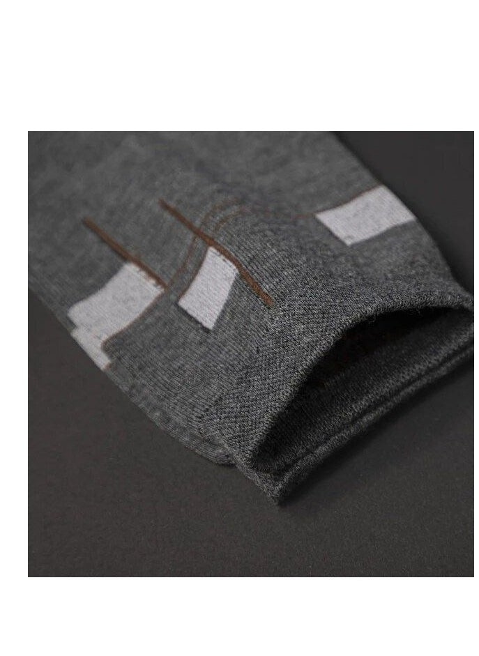 Generic - Unisex Crew Socks - 5 Pairs Cotton Blend Breathable Casual Socks for Men & Women – Geometric Design Everyday Comfort Fit - Image 1