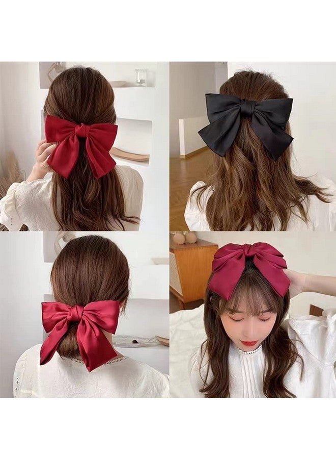 yaozeio Bow Barrettes Clips For Women Girls Hair Accessories Big Bowknot Hair Clip Girls Hair Bows For Women Red Black Hair Bow Clips Barrette 2Pcs - Image 5