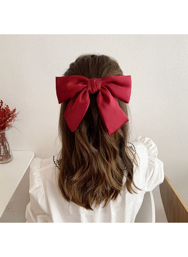 yaozeio Bow Barrettes Clips For Women Girls Hair Accessories Big Bowknot Hair Clip Girls Hair Bows For Women Red Black Hair Bow Clips Barrette 2Pcs - Image 2
