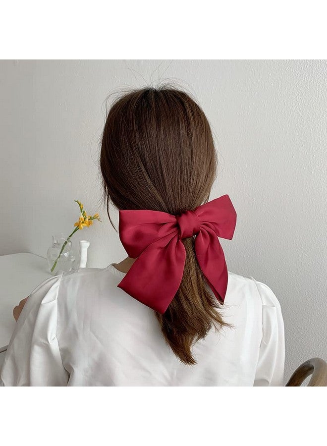 yaozeio Bow Barrettes Clips For Women Girls Hair Accessories Big Bowknot Hair Clip Girls Hair Bows For Women Red Black Hair Bow Clips Barrette 2Pcs - Image 4