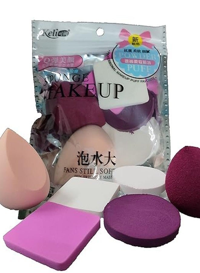 SKYUNION 6-in-1 Professional Beauty Blender Sponge for Face Makeup with Cotton Pad Foundation Beauty Blender, Powder Buff, and Cosmetic Puff Perfect for Women's & Girls Cosmetic Makeup | Beauty Blender Sponge set is for all Skin Types - Soft, Latex-Free, Reusable & washable (Multi-color) - Image 1