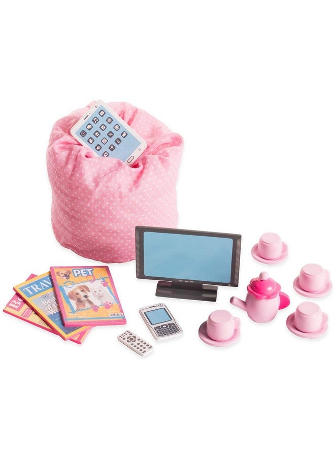 Playtime by Eimmie 18 Inch Doll Furniture - Doll Couch & Coffee Table With Living Room Accessories - Fits American, Generation, My Life & Similar 14"-18" Girl Dolls - White Wood Playset - Image 3