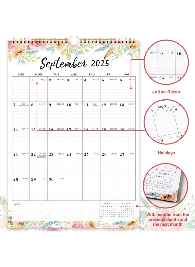 MaaIbok 2025 Wall Calendar - 12 Months Calendar 2025, Jan 2025 - Dec 2025, 12" X 17", Large Blocks, 2025 Calendar, Premium Paper, Floral  - Image 4