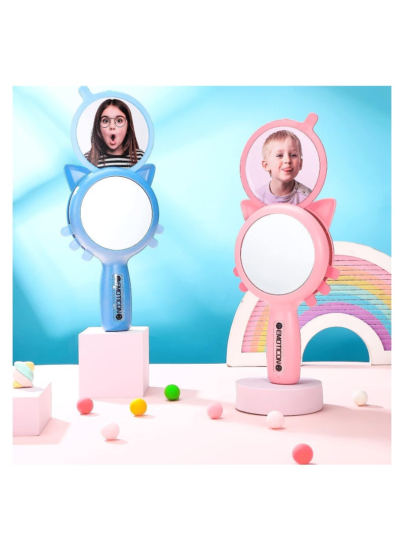 KASTWAVE Emotional Learning Mirror, Handheld Unbreakable Mirror, Autism Sensory Toys Play Mirror for Kids Social Emotional Learning School Social Skills Therapy Tool, Pink and Blue - Image 3
