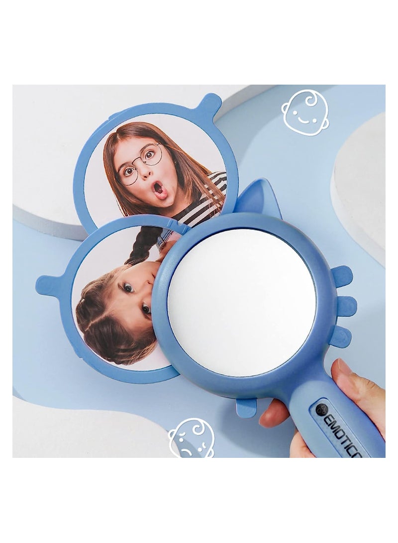 KASTWAVE Emotional Learning Mirror, Handheld Unbreakable Mirror, Autism Sensory Toys Play Mirror for Kids Social Emotional Learning School Social Skills Therapy Tool, Pink and Blue - Image 2