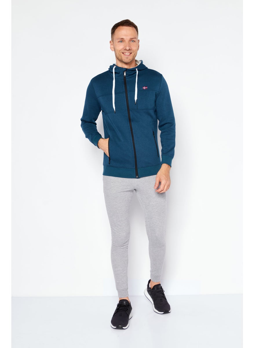 Nordland Men Sportswear Fit Long Sleeves Outdoor Hoodie, Teal Blue  - Image 4