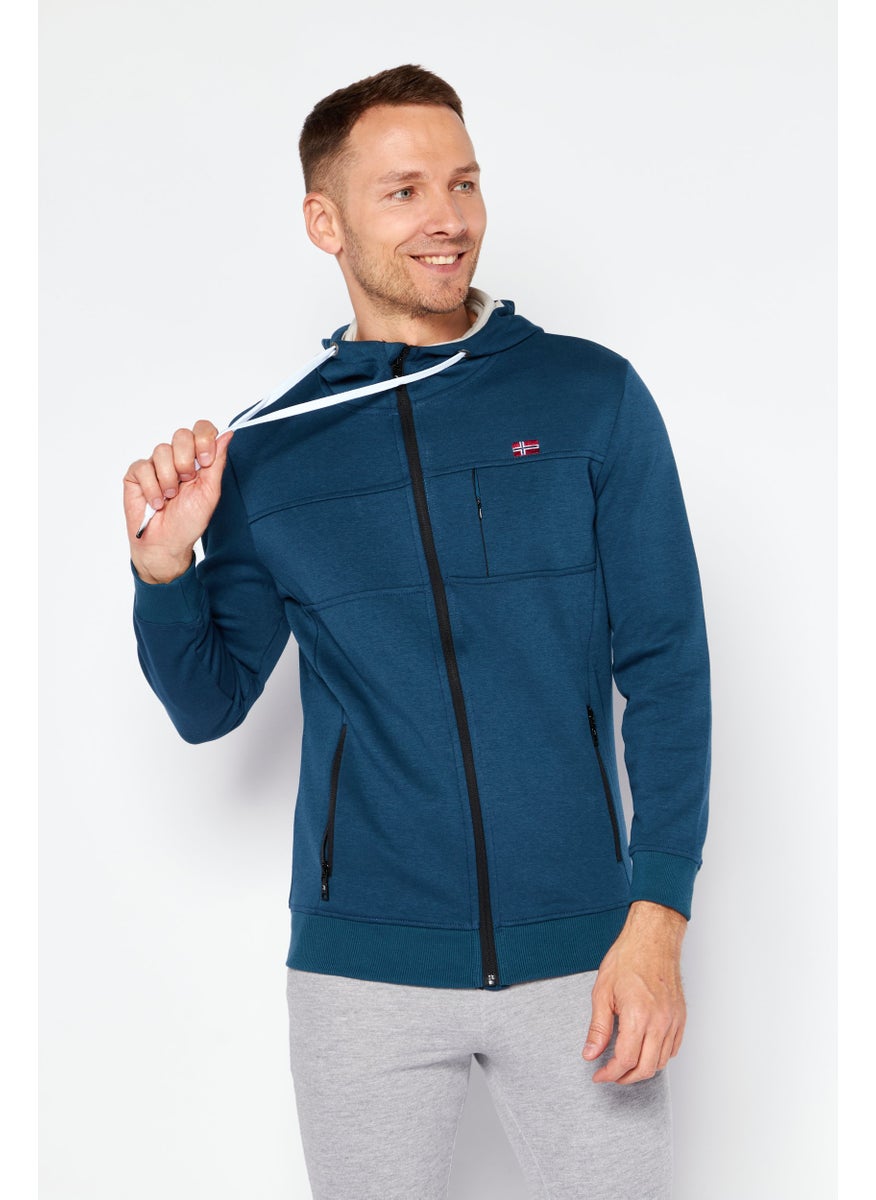 Nordland Men Sportswear Fit Long Sleeves Outdoor Hoodie, Teal Blue  - Image 1