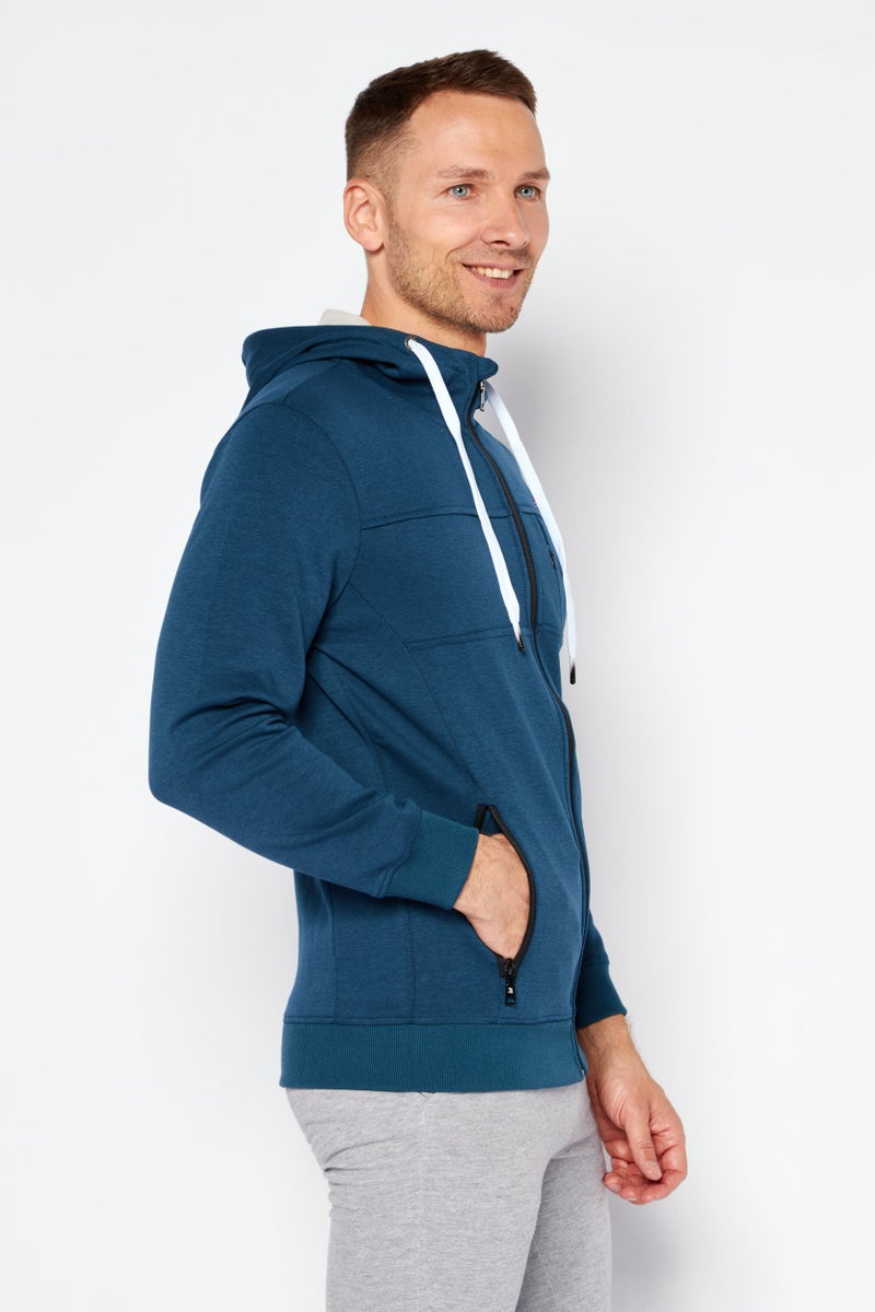 Nordland هودي رياضي للرجال بأكمام طويلة مناسب للخارج، أزرق فيروزي - Image 2