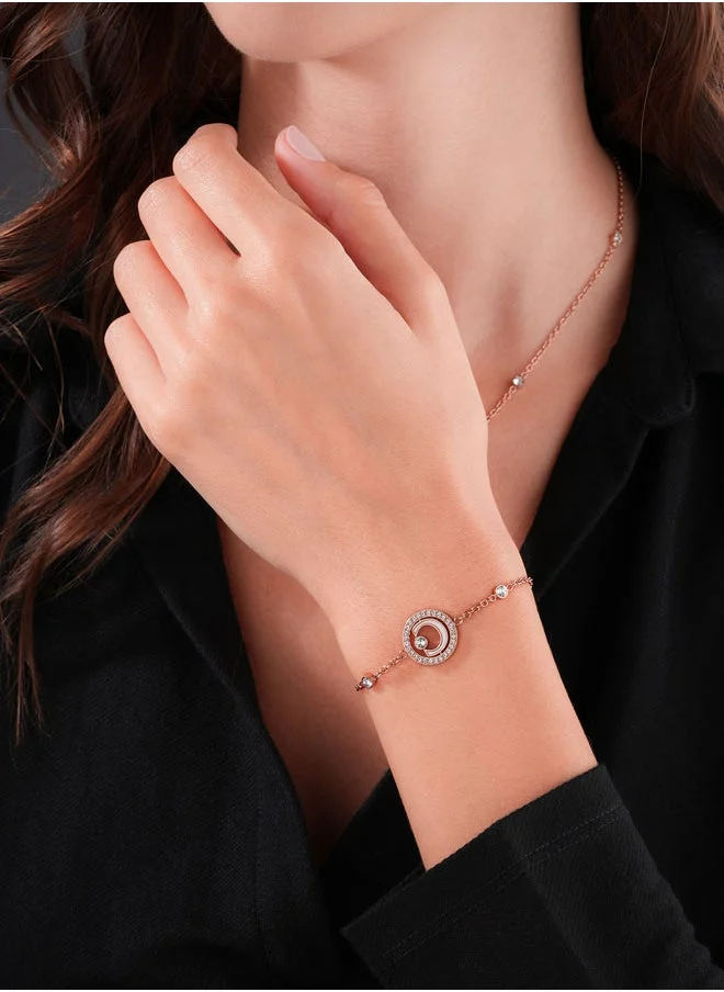 CERRUTI 1881 Marque Rose Gold Bracelet, Iconic 'C' Charm with Mother of Pearl and Crystal Accents, Timeless Elegance and Refined Style
