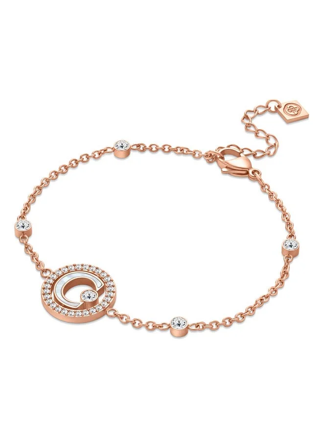 CERRUTI 1881 Marque Rose Gold Bracelet for Women Iconic 'C' Charm with Mother of Pearl and Crystal Accents