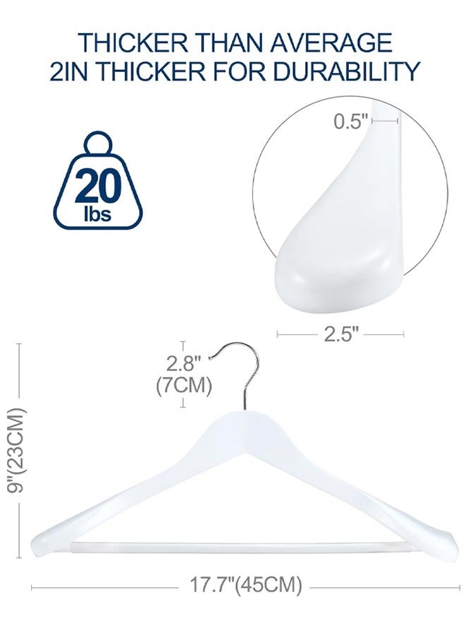 DUNISO 4-Pack High-Grade Solid Wood Coat Hangers for Women, Wide Shoulder Wooden Hangers, Suit Hangers with Non-Slip Pants Bar, Smooth Finish 360°Swivel Hook for Dress, Heavy Clothes Hangers，White  - Image 2
