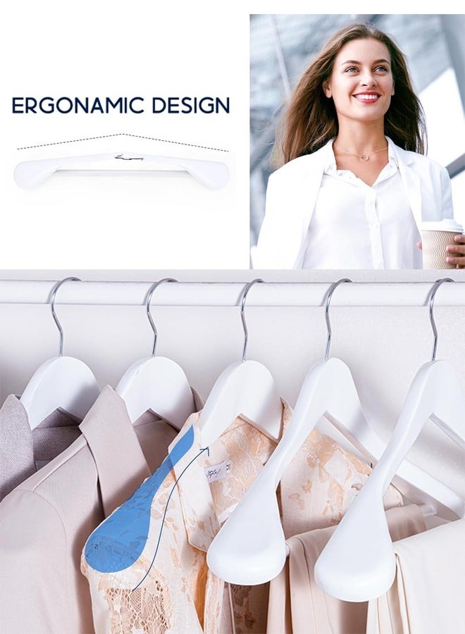 DUNISO 4-Pack High-Grade Solid Wood Coat Hangers for Women, Wide Shoulder Wooden Hangers, Suit Hangers with Non-Slip Pants Bar, Smooth Finish 360°Swivel Hook for Dress, Heavy Clothes Hangers，White  - Image 4
