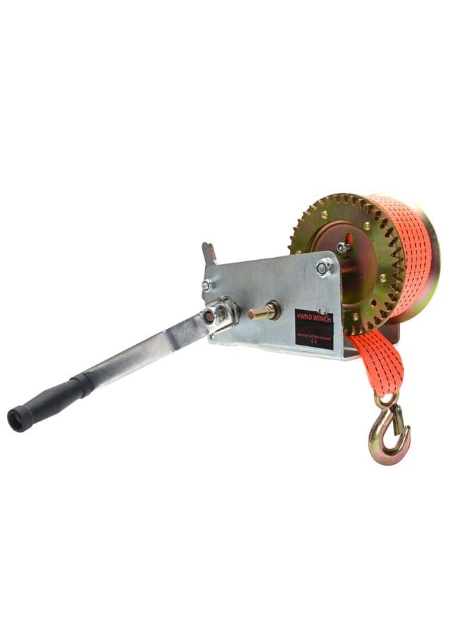 LAWAZIM Hand Winch with 2”x23ft Woven Rope - 800lbs - Manual Crank Gear Towing Winch with Safety Hook & 7m Winch Strap for Boat Trailer, ATV, Truck, Garage, Workshop, Outdoor Equipment Use - Image 1