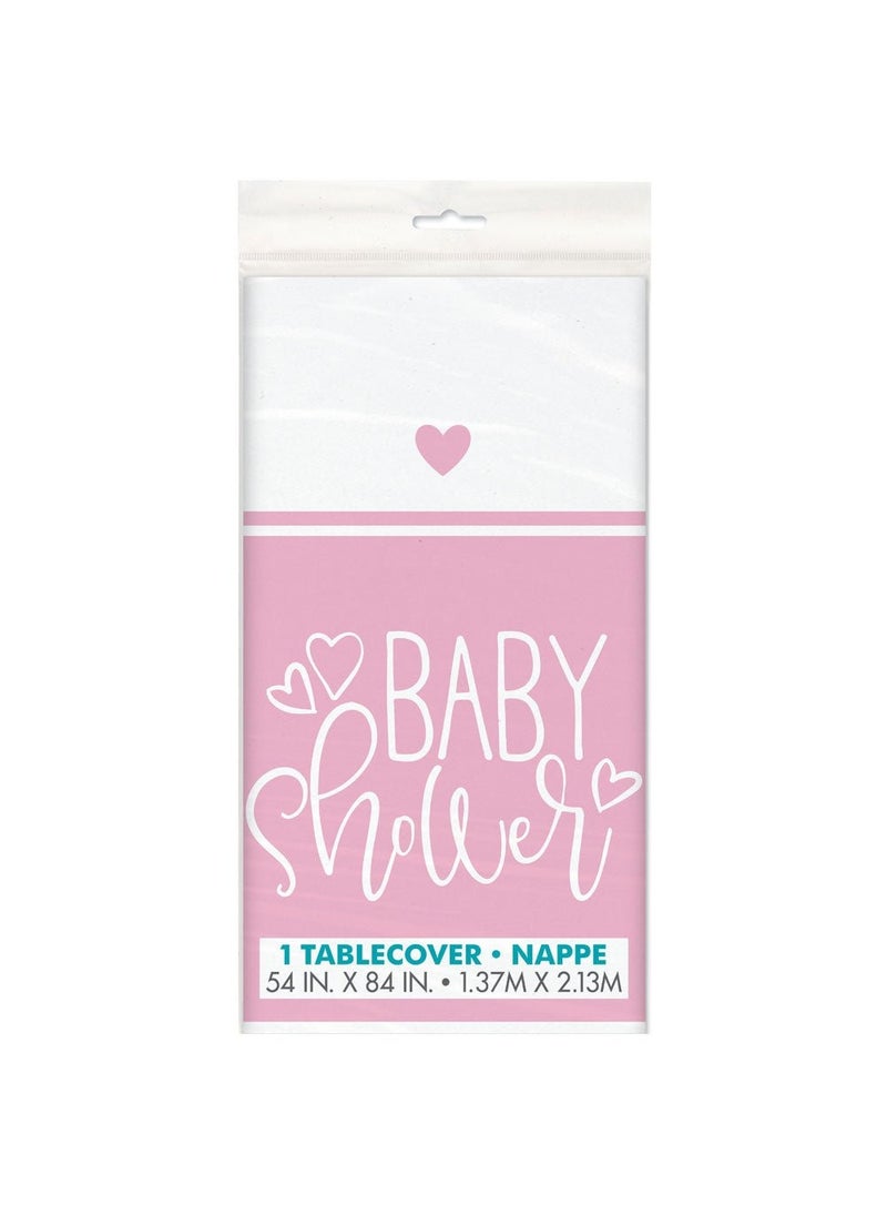 Unique Baby Shower Tablecloth Pink White 137cm Plastic