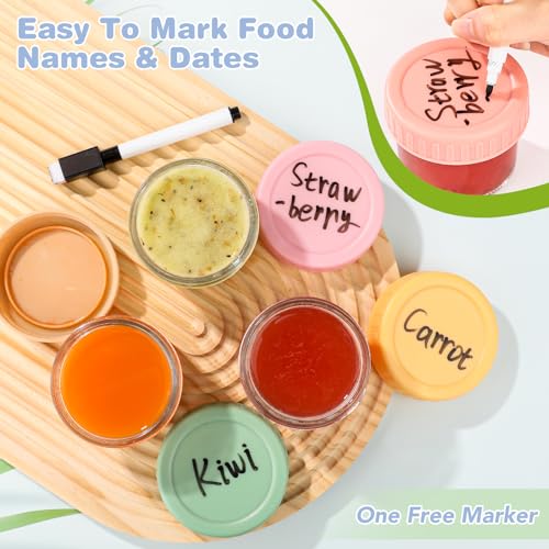 RowinsyDD 8 Pack Glass Baby Food Storage Containers, 4 oz Leakproof Baby Food Jars with Lids, Small Glass Food Containers for Infant Baby, Freezer Safe - Image 4