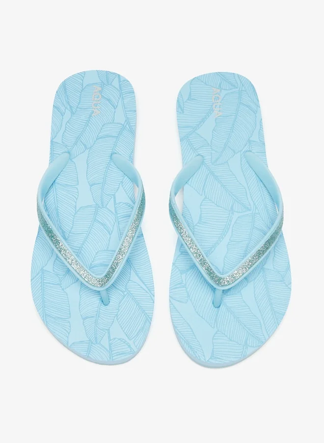 Aqua Women's Tropical Print Slip-On Thong Slippers