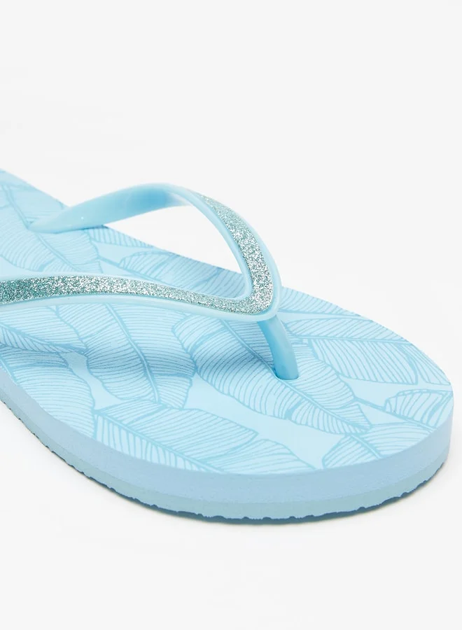 Aqua Women's Tropical Print Slip-On Thong Slippers