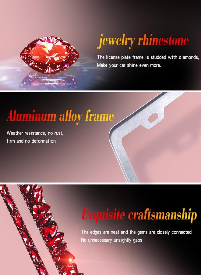 Murimt Bling License Plate Frame 1 Pack Rhinestone Bedazzled License Plate Over | Holder Sparkly Diamond Stainless Steel Frame （CPJ-03-Red 1 Pack） - Image 4