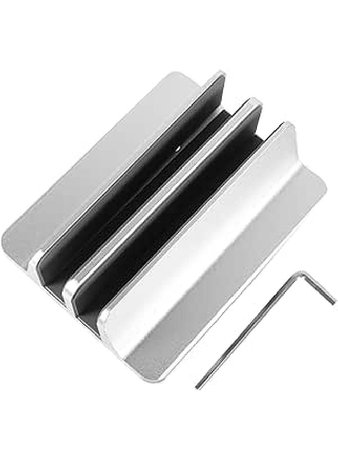 Aluminum Alloy Laptop Tablet Vertical Stand Silver Desktop Mount For Home Office - Image 1