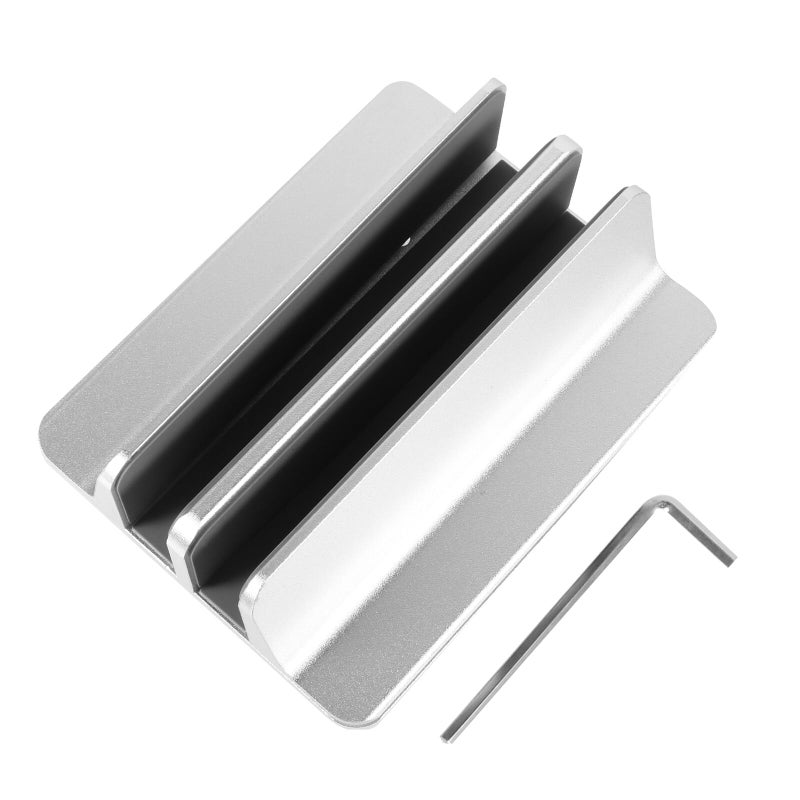 Aluminum Alloy Laptop Tablet Vertical Stand Silver Desktop Mount For Home Office - Image 2