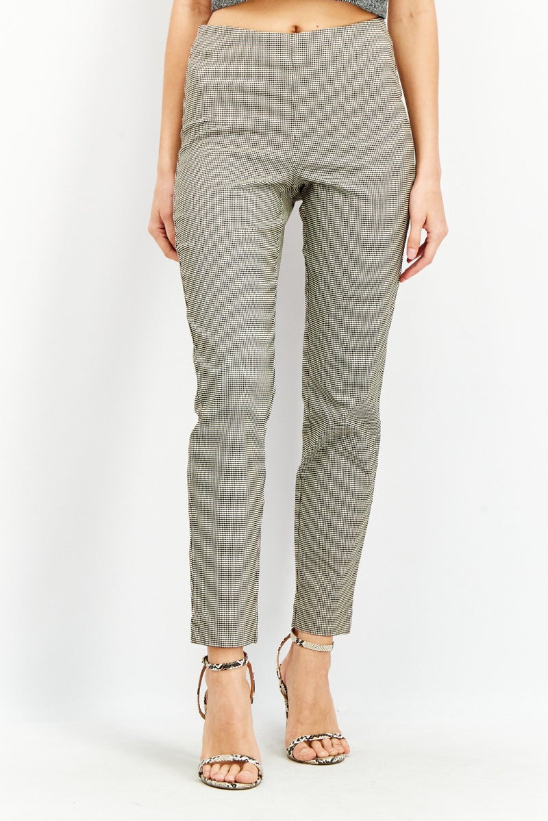 Tchibo Women Slim Fit Textured Pants, Olive - Image 1