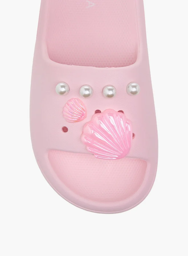 Aqua Girls Pearl Embellished Slip-On Slides