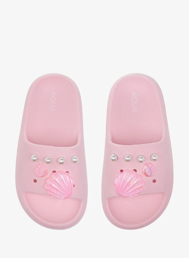 Aqua Girls Pearl Embellished Slip-On Slides