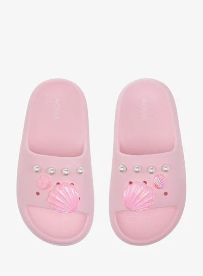 Aqua Girls Pearl Embellished Slip-On Slides