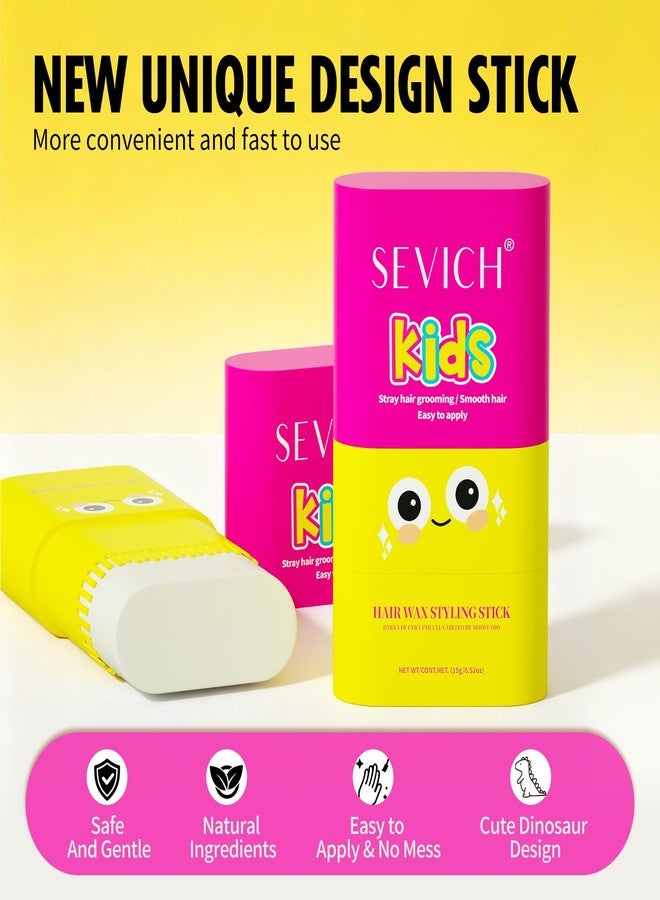 SEVICH Hair Wax Stick for Kids with Comb,Angled & Flat Double Comb for Flyaway Hair & Frizz Control,Gentle Moisturizing Formula with Shea Butter & Strawberry Extract,Dinosaur Design,15g - Image 3