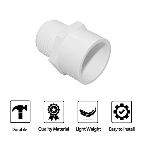 Fitvell 1-1/4" PVC Pipe Fitting Adapter Connector Union Coupling Schedule 40 (Slip Socket x NPT Male Pipe Thread), Pack of 5 - Image 5