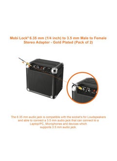 Mobi Lock 6.35mm Plug to 3.5mm Socket (Pack of 2) 1/4 to 1/8 inch Stereo Audio Jack Adapter | Converts Audio from Amplifiers, Guitar, Piano, Drums, Speakers & Mic That use 6.35mm to 3.5mm Port  - Image 5