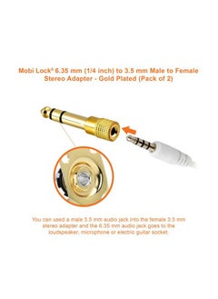 Mobi Lock 6.35mm Plug to 3.5mm Socket (Pack of 2) 1/4 to 1/8 inch Stereo Audio Jack Adapter | Converts Audio from Amplifiers, Guitar, Piano, Drums, Speakers & Mic That use 6.35mm to 3.5mm Port  - Image 3