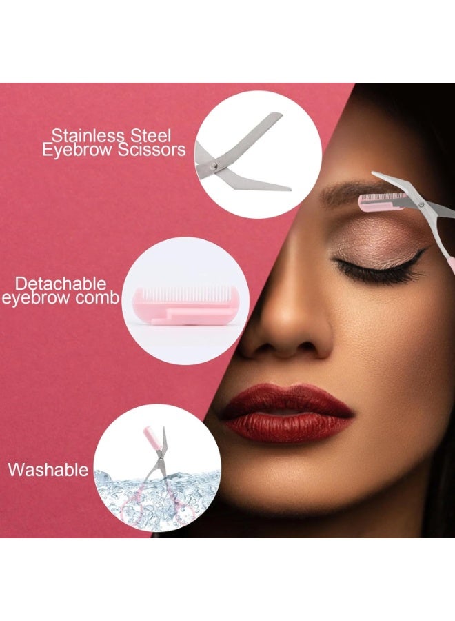 مقص تشذيب متعدد الاستخدامات مع مشط – أداة تجميل لإزالة الشعر وتحديده وتشكيله مع ملاقط لتنسيق الرموش - Image 2